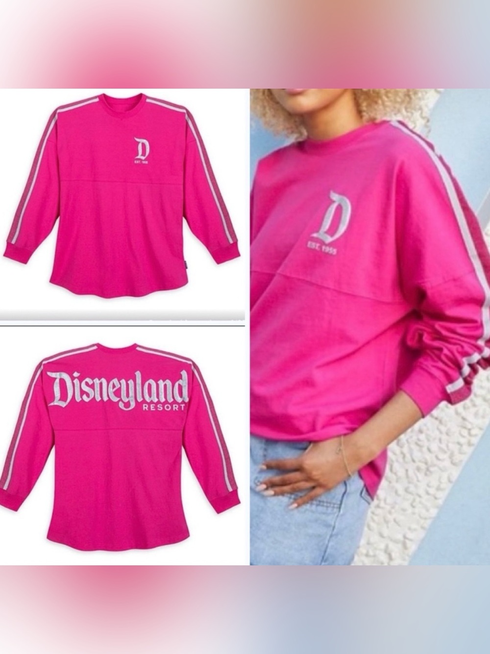 Spirit Jersey - Disneyland in Imagination Pink - XL - Puff Print Silver Glitter